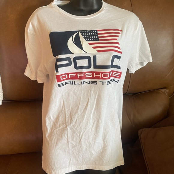 Polo by Ralph Lauren White Offshore Sailing Team Tee size medium used - Picture 1 of 5